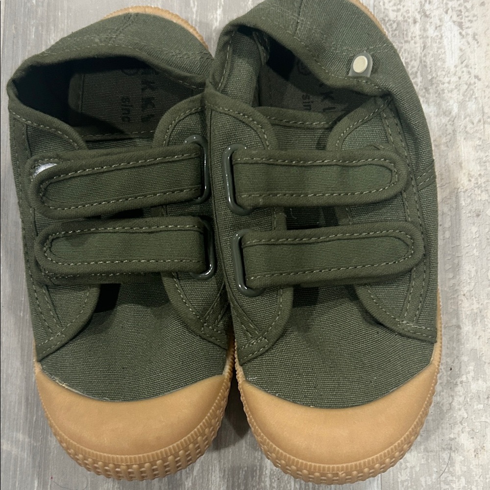 BOGO free - KKL - Kids Forest Green Sneakers with Tan Trim